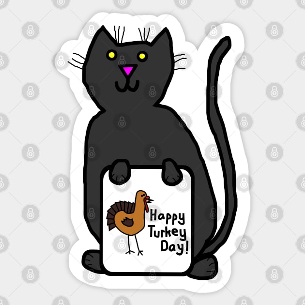 Cute Cat with Thanksgiving Turkey Greetings Sticker by ellenhenryart